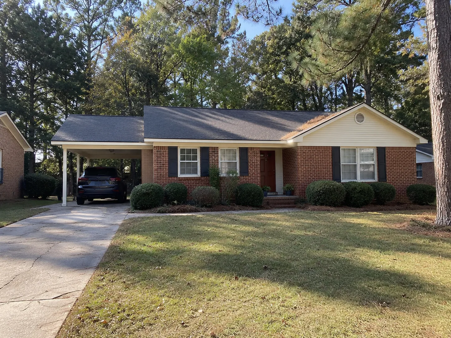 Brick ranch home in an Augusta, Georgia neighborhood