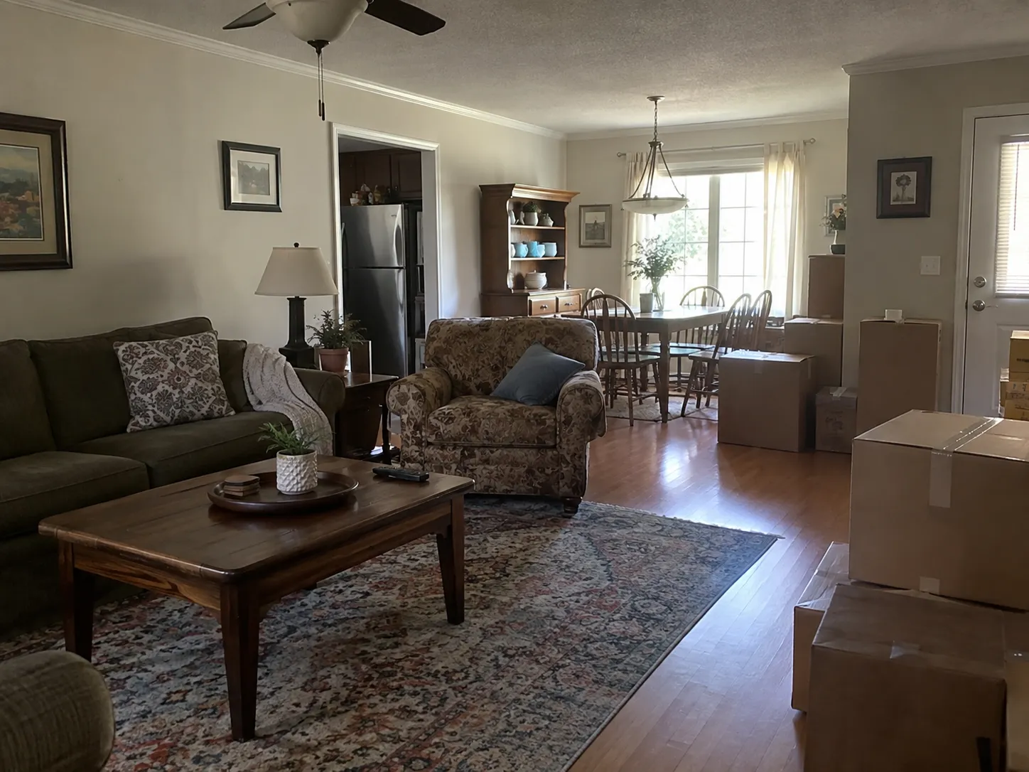 North Augusta, South Carolina home interior with moving boxes
